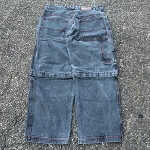 vintage nyus baggy black zip off black denim y2k jeans pants